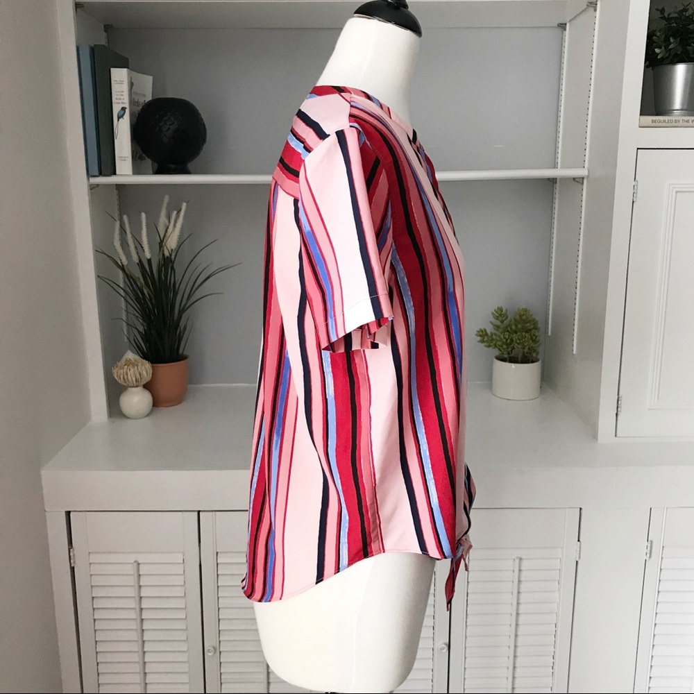 Cynthia Rowley Striped Tie-Front Button Up S - Picture 4 of 11